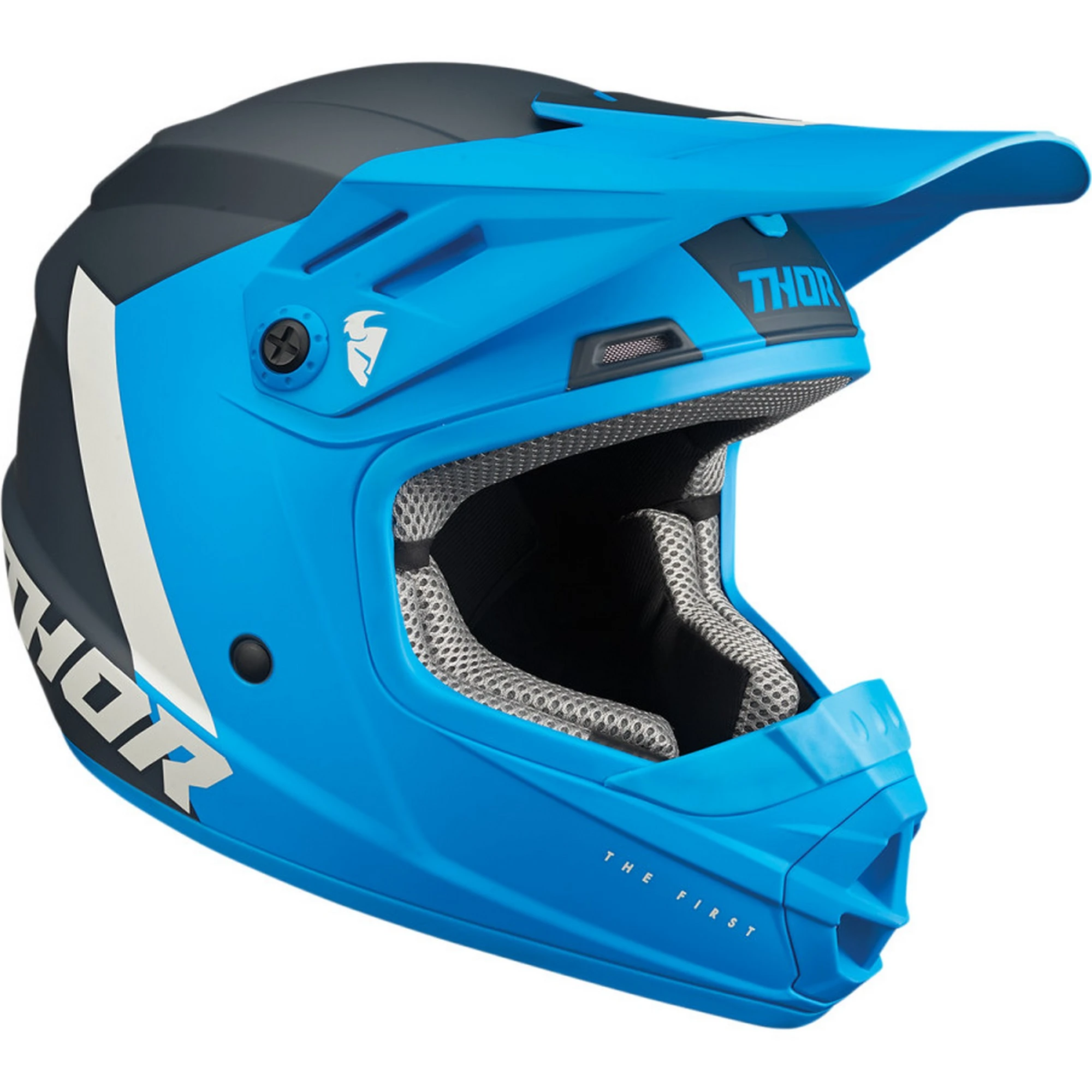 Thor Sector Chev Youth MX Offroad Helmets Blue/Light Gray MD L