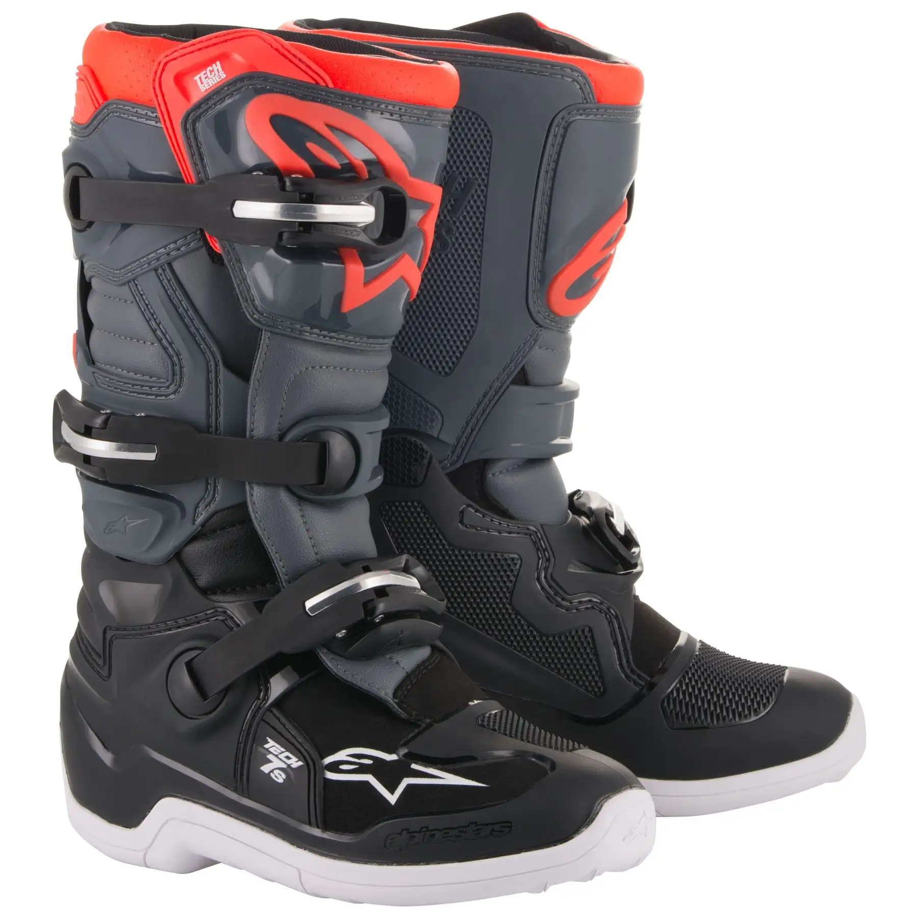 Alpinestars Tech 7S Youth MX Offroad Boots Dark Gray/Red/Black 7 USA 7